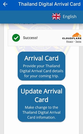 TnG Thailand Arrival Card